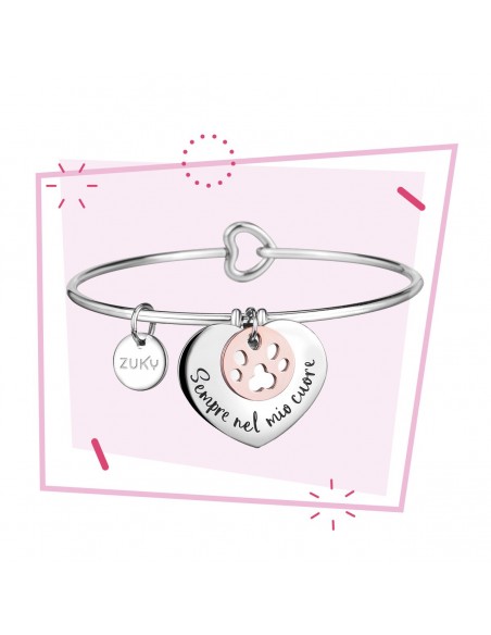 Heart and paw charm steel bracelet Zuky