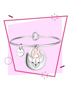 Bracciale rigido in acciaio con incisione chihuahua