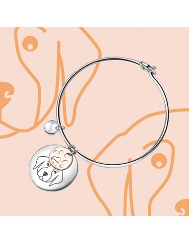 Golden retrievers engraved steel bracelet with paw charm. Made in Italy by Zuki. For golden retrievers lovers