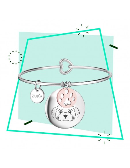 Bracciale rigido in acciaio con incisione maltese Bracciale rigido in acciaio con incisione maltese