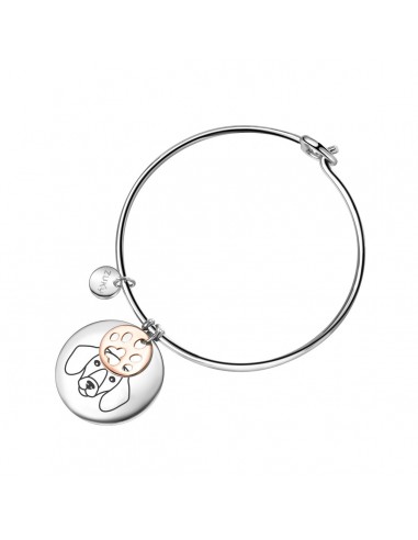 Bracciale rigido in acciaio con incisione cane bassotto