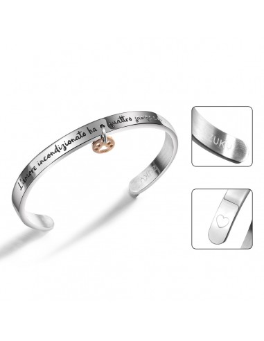 engraved steel bracelet with paw charm