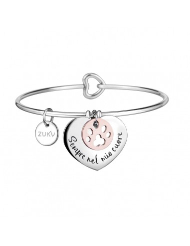 Heart and paw charm steel bracelet