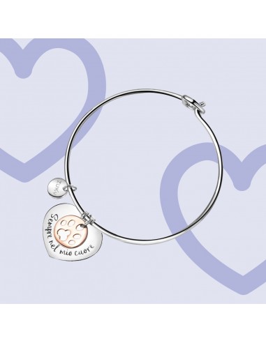 Bracciale in acciaio ciondolo a cuore