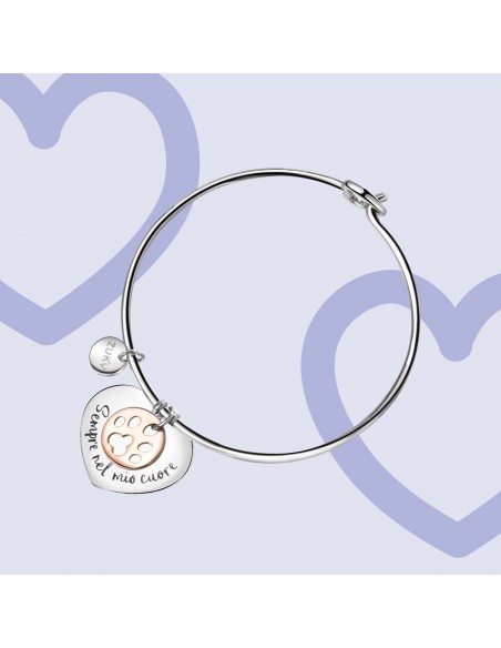 Bracciale in acciaio ciondolo a cuore