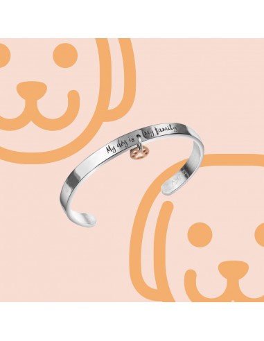Bracciale rigido a fascia in acciaio inciso per dog lovers
