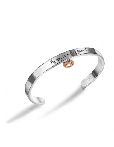 Bracciale rigido a fascia in acciaio inciso per dog lovers