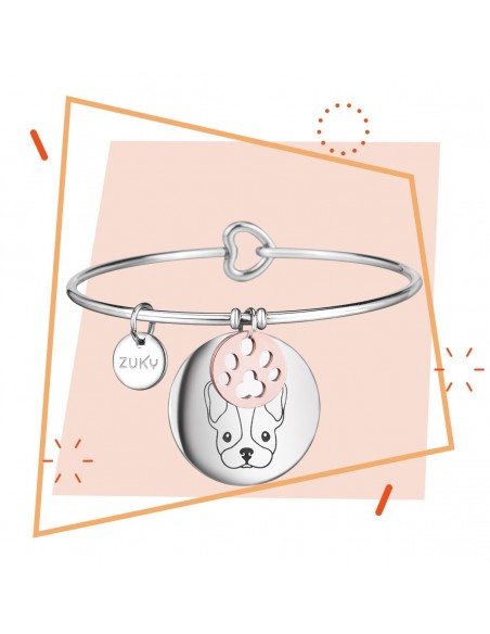 Bracciale rigido in acciaio con incisione french bulldog