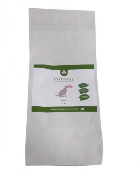 cibo pressato a freddo per cani con trota