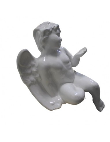 Angelo in maiolica smaltato colore bianco