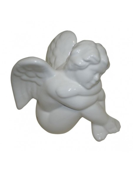 angioletto seduto in maiolica di faenza