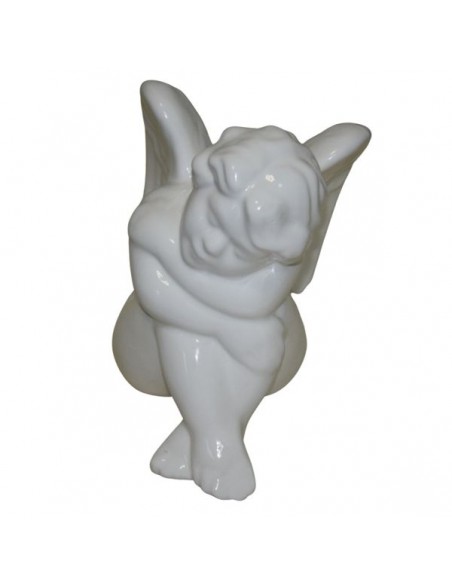 angioletto seduto in maiolica di faenza