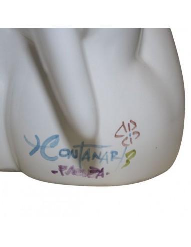 angioletto seduto in maiolica di faenza