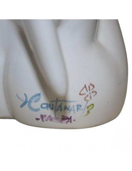 angioletto seduto in maiolica di faenza