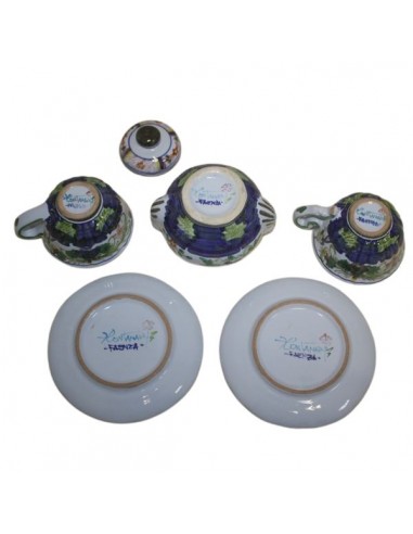 Servizio da caffe in ceramica decorato garofano