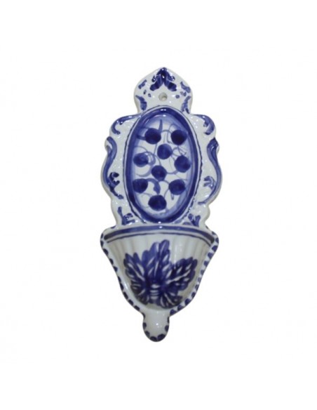 Acquasantiera a foglia blu da collezione in ceram.